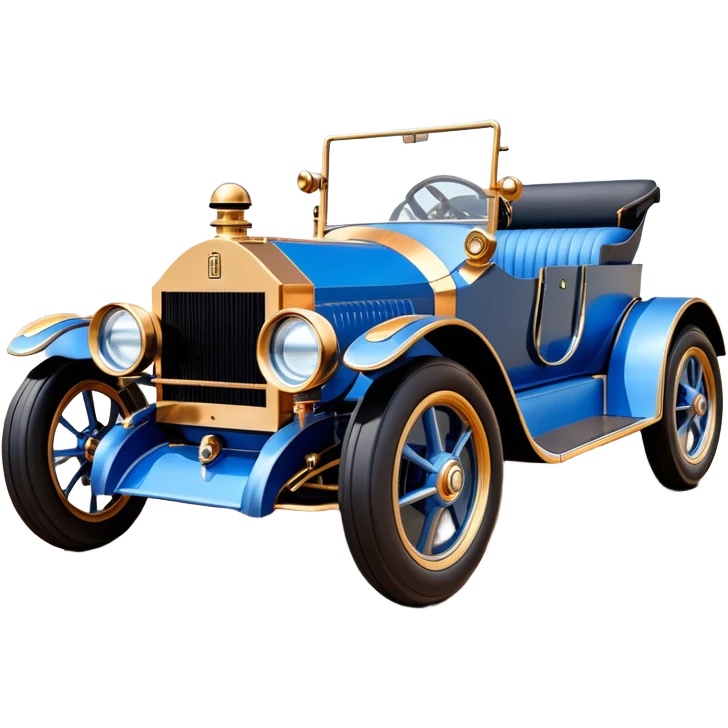  tarnished blue led C-3PO ghost buster 1927 delicately inlaid rosegold wood barrel accents Model-T bucket Rolls Royce efficiently powered by futuristic electric motors and batteries racing wheels while flying rapidly roughening terrain stable on strong agile advanced suspension and steering emoji