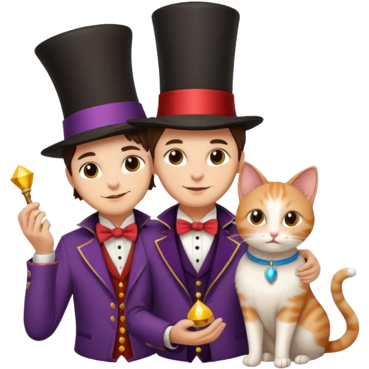 magician couple and their pet cat emoji