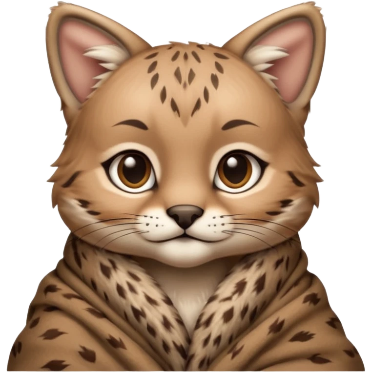 Cozy bobcat cub in blanket emoji