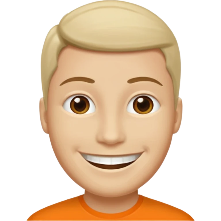 радостно удивленный мужчина по пояс в оранжевой футболке  emoji