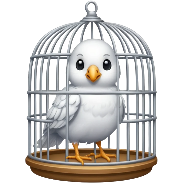 white bird in cage emoji