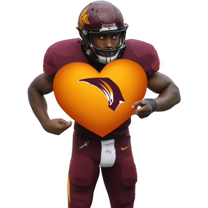 A picture of a beautiful orange heart being held by an Arizona state football player emoji