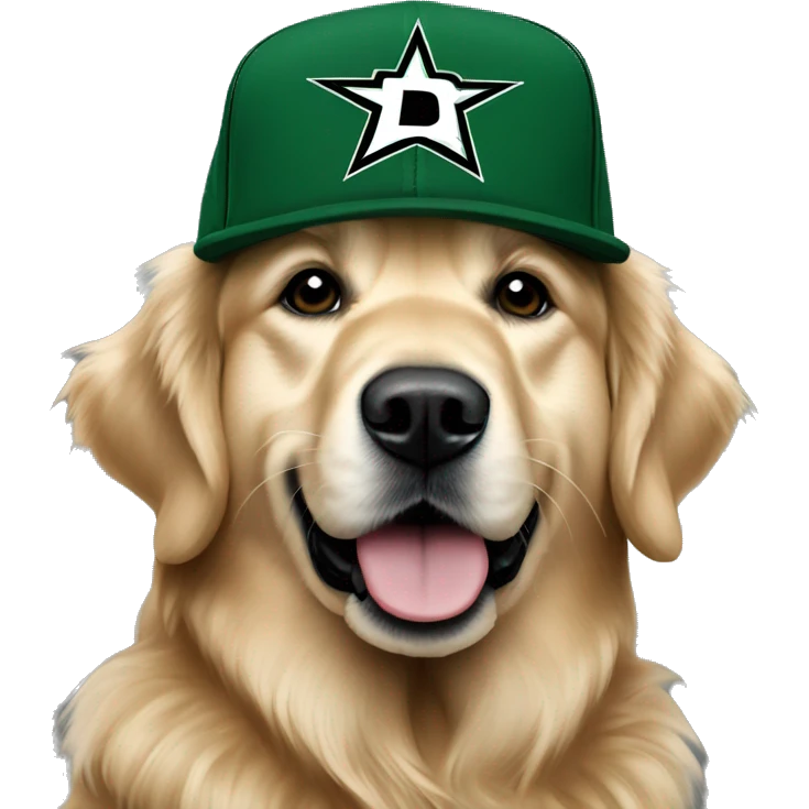 Golden retriever with dallas stars hat emoji