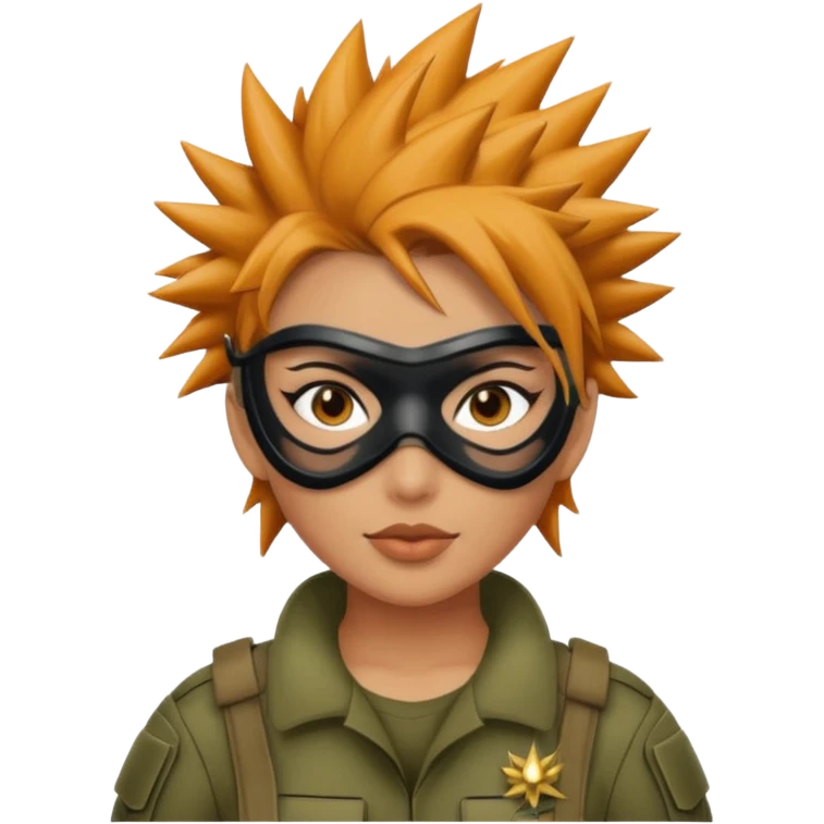 woman soldier with hair style wearing mask emoji