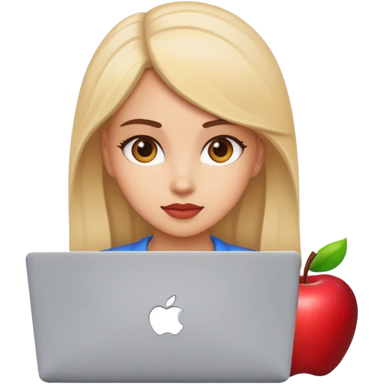 girl developer behind apple laptop emoji