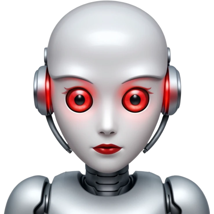 An AI humanoid robot looking evil emoji