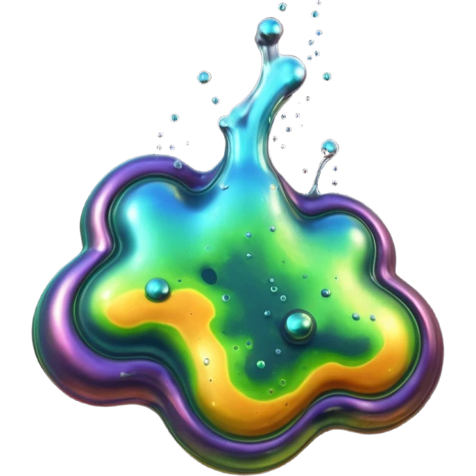 3D render of Oil Slick, toxic waste aesthetic, bubbling liquid, industrial warning texture. emoji