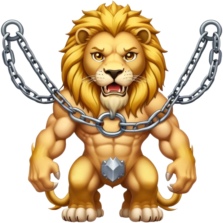 A set of chains and a lion emoji