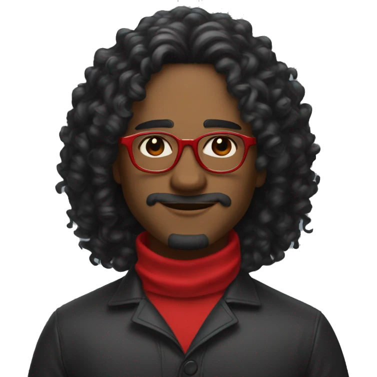 curly black long hair to mid back with fair complexion and rectangular red glasses emoji