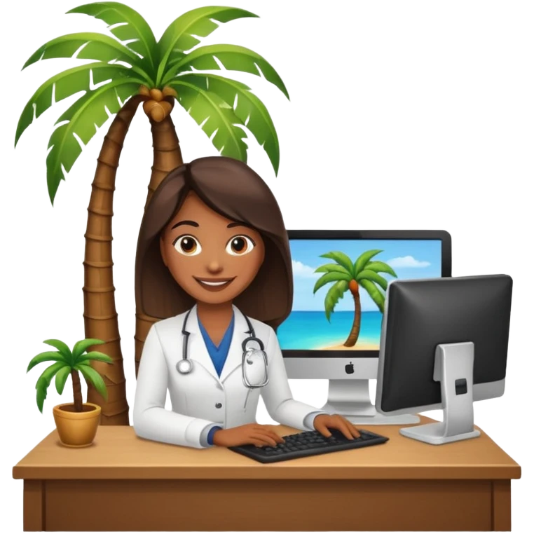 nutricionist with a computer palm tree  emoji