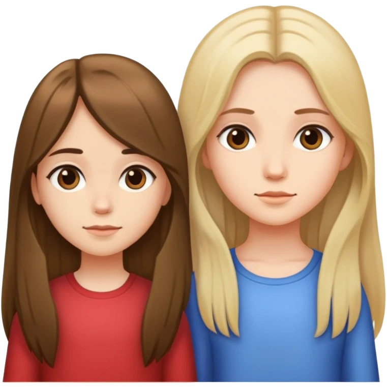 A girl with medium-length hair and a girl with long hair stand side by side emoji