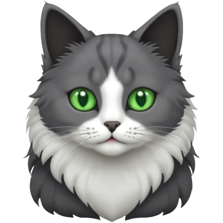 one dark grey and white cat and one completely solid dark grey cat with green eyes and only white paws emoji