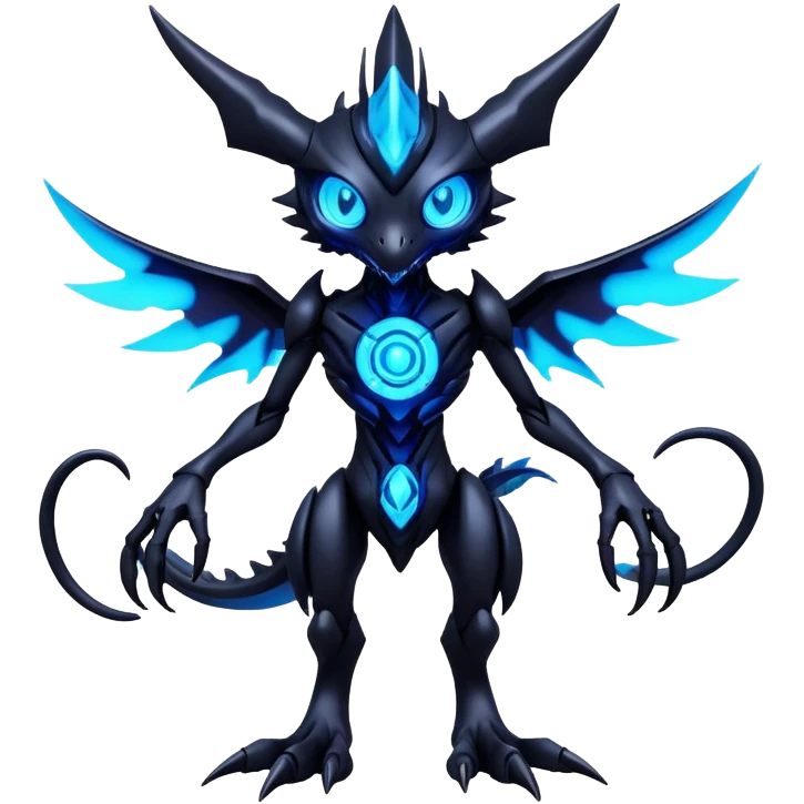 futuristic dark shadowy evil neon-glowing Fakémon-Digimon-hybrid-creature (full body) emoji