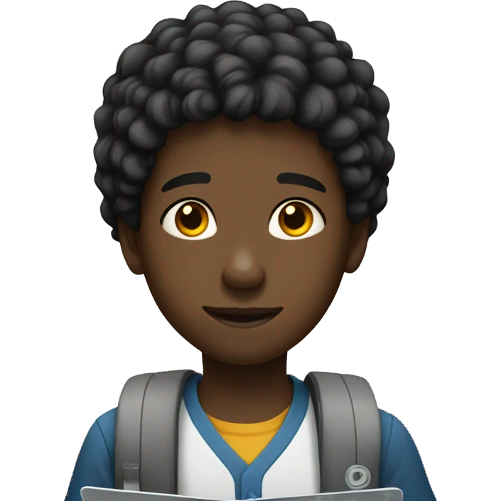 Young black boy with tablet emoji