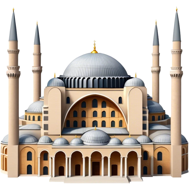 Cinematic Realistic Hagia Sophia Landmark Emoji, depicted with the majestic historic architecture rendered with intricate detail and dramatic, timeless lighting. emoji