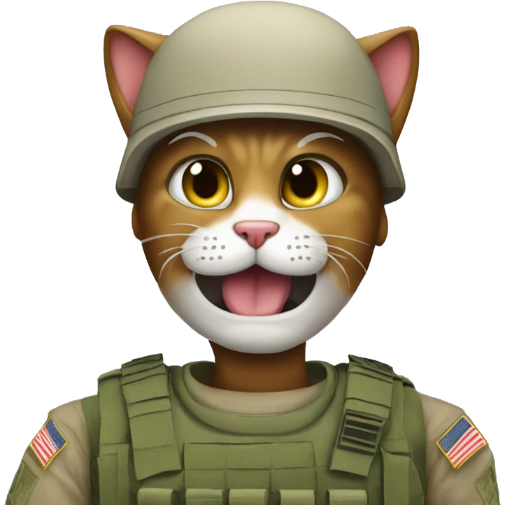 cat mad at military guy emoji
