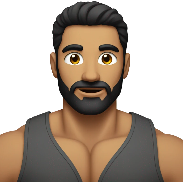 A muscular man, within beard, black hair, Pakistani origin  emoji
