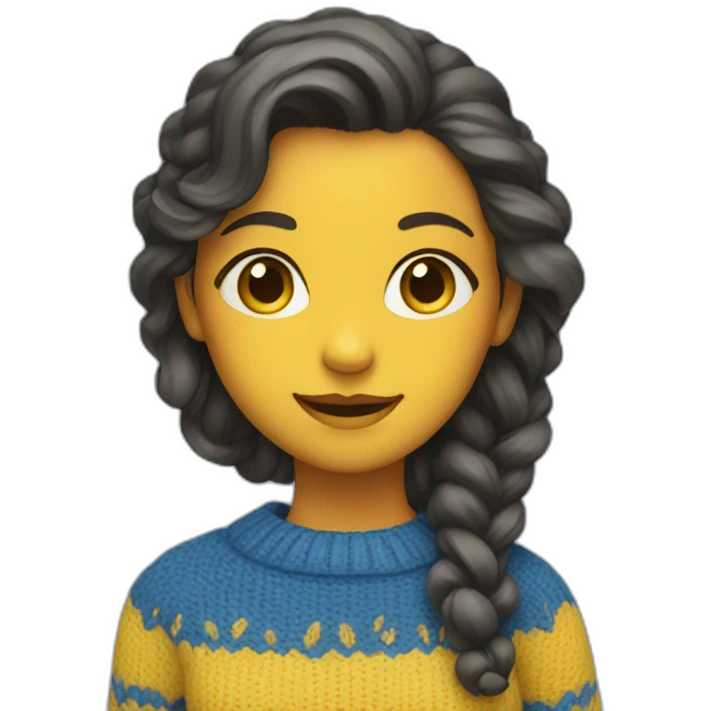 Girl in blue and yellow sweater emoji