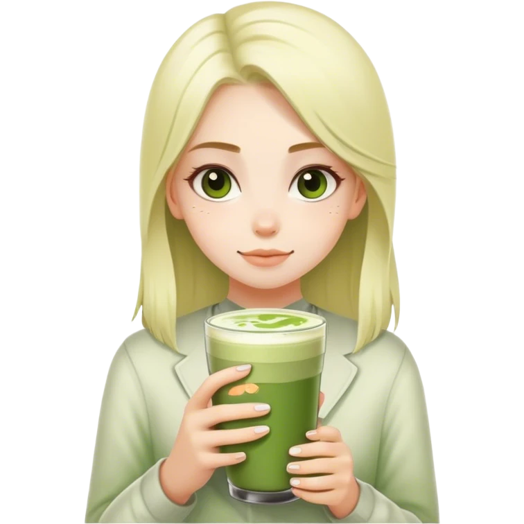 Girl with Stanley and matcha latte  emoji