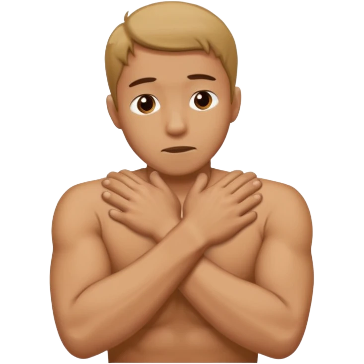 Man strangling  Himself with arms crossed over and grabbing neck tightly emoji