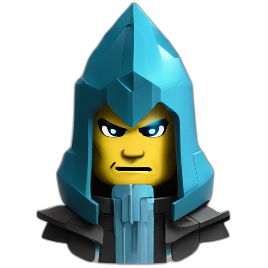 lego head; portrait of dark wizard in Cyberpunk style emoji