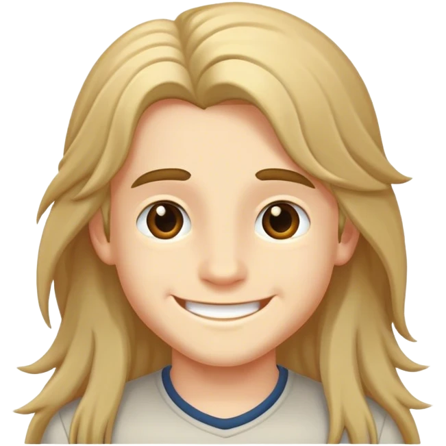 smiling boy with long hair emoji