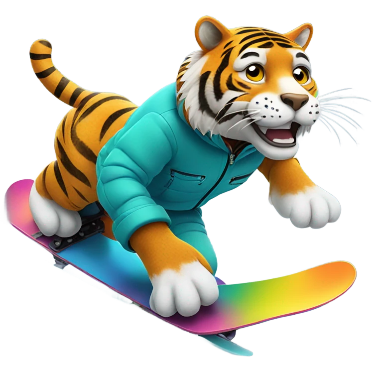Tiger snowboarding  emoji