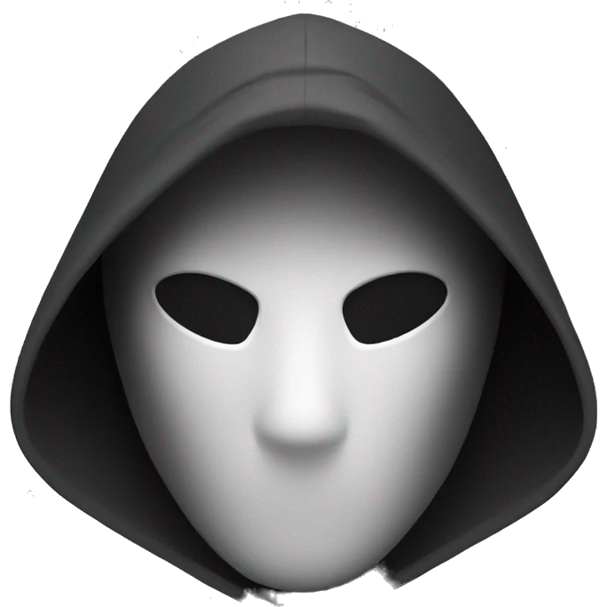 grayscale black mysterious masked hooded man emoji