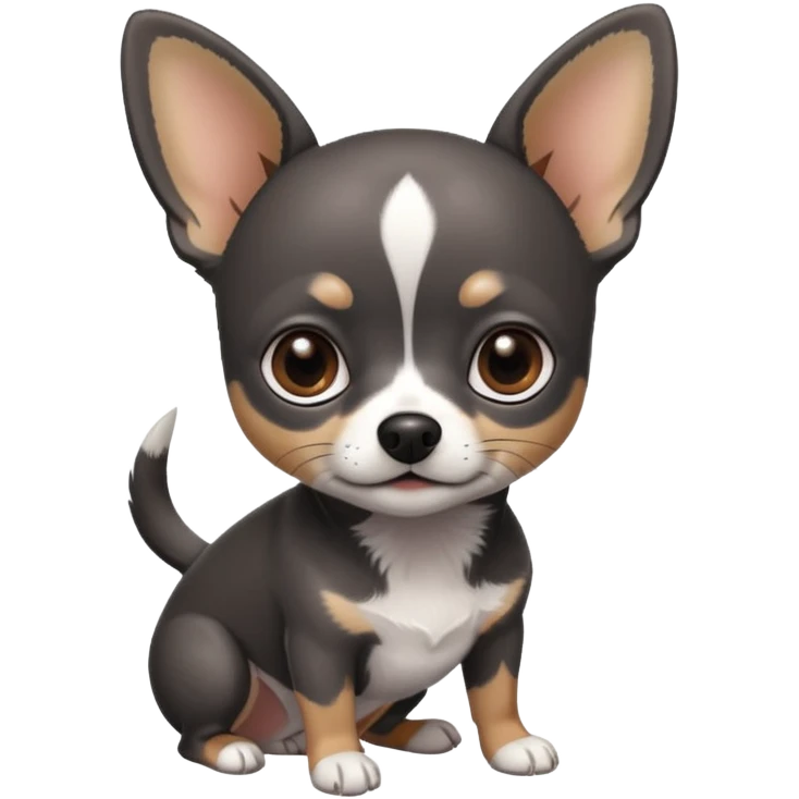 Very Dark grey and black Chihuahua with white markings emoji