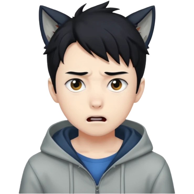 Wolf Anime Boy scared emoji