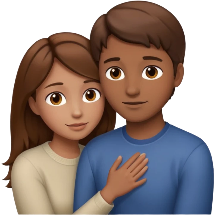 intimate moment between lovers brown hair emoji