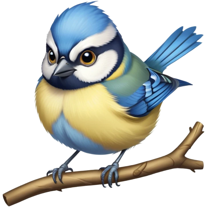 Cute blue tit bird on a branch emoji