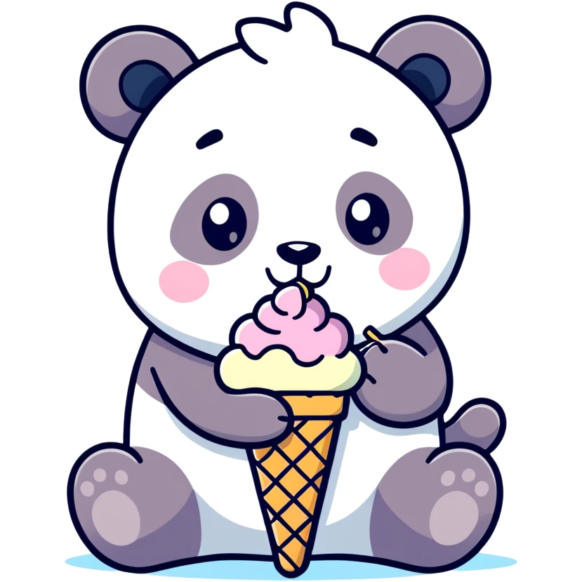 Panda eating ice cream emoji