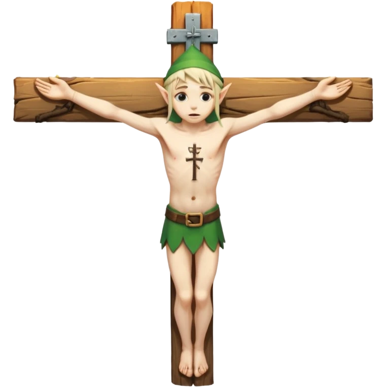Elf getting crucified on cross emoji