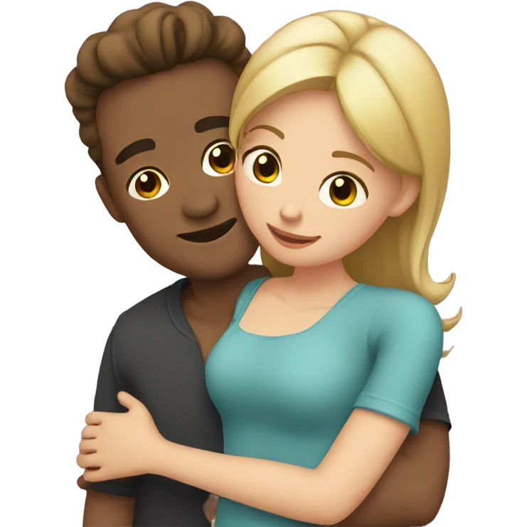 Man hugging girlfriend emoji