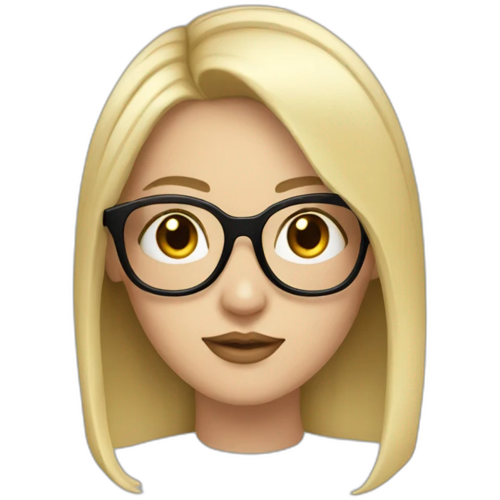 white girl with black hair and gold glasses emoji