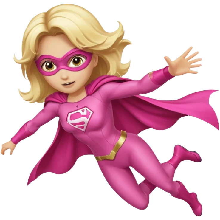 superhero girl with blonde hair and pink outfit flying emoji
