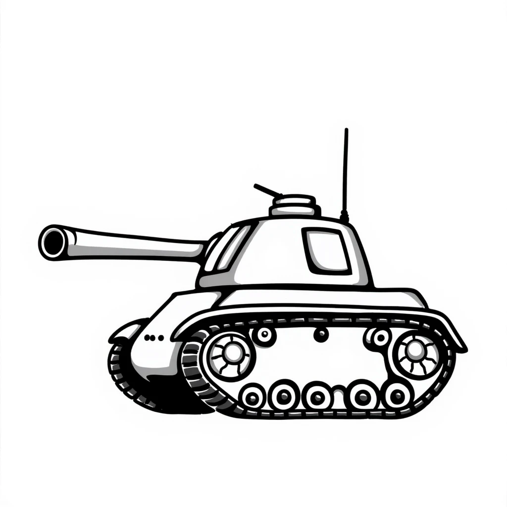 Hand-drawn battle tank with tracks and turret emoji