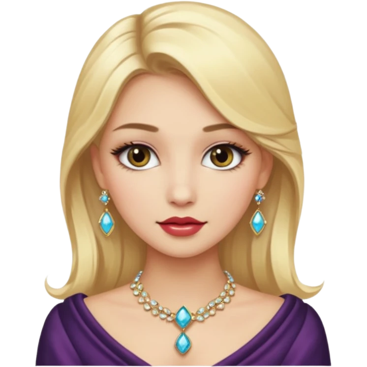 fancy blonde hair girl with makeup and jewellery emoji