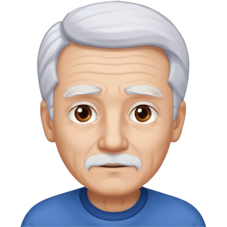 abuelo con pelo blanco, ojos cafés y ropa azul emoji