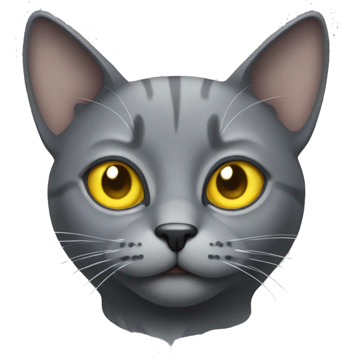 Grey cat with yellow eyes emoji