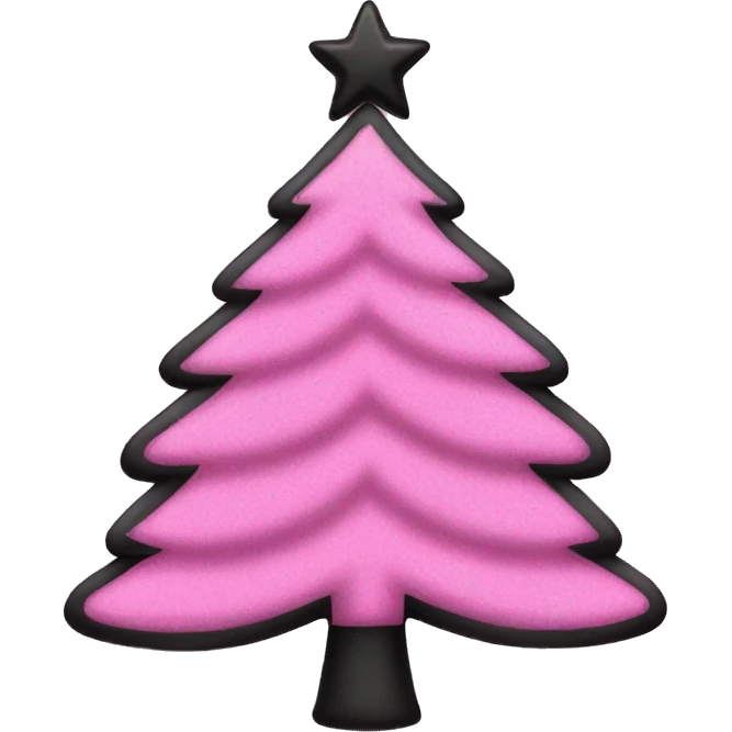 Pink and black Christmas tree emoji