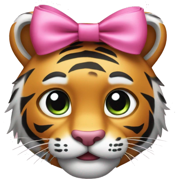tiger iphone emoji with pink bow emoji