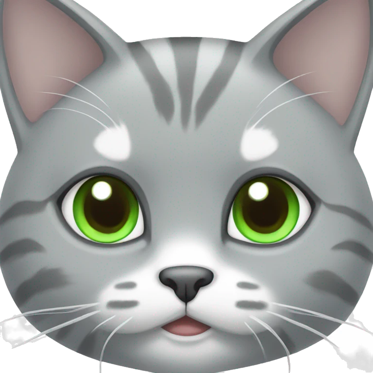 grey and white kitty with green eyes emoji