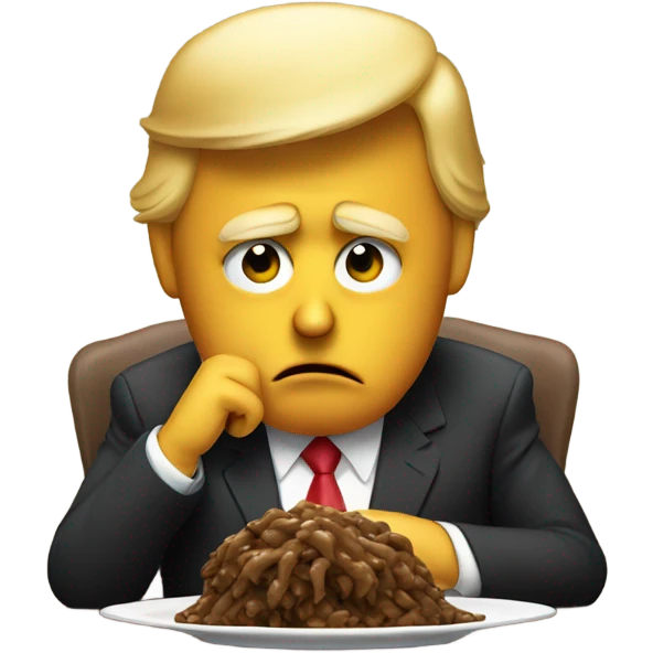 sad donald trump with poop emoji on a plate emoji