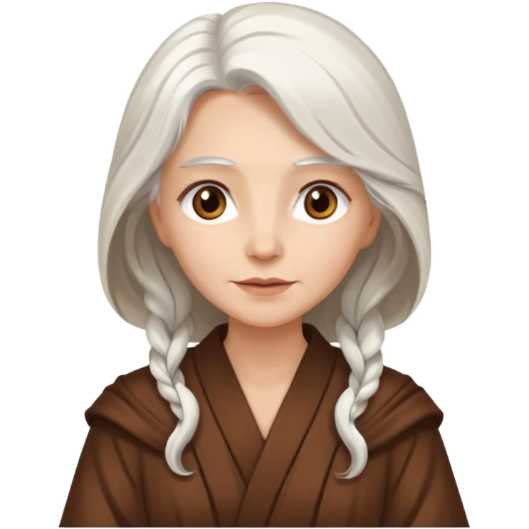 long white haired woman in brown robe emoji