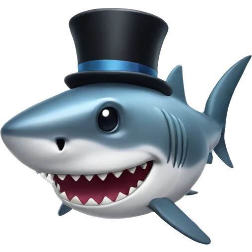 Shark with a top hat emoji
