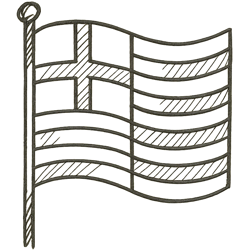 Barcelona flag as a hand-drawn outlined icon, sketchy lines, no fill emoji