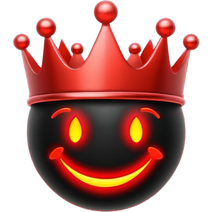black crown 2D emoji, random neon red glowing stripes emoji