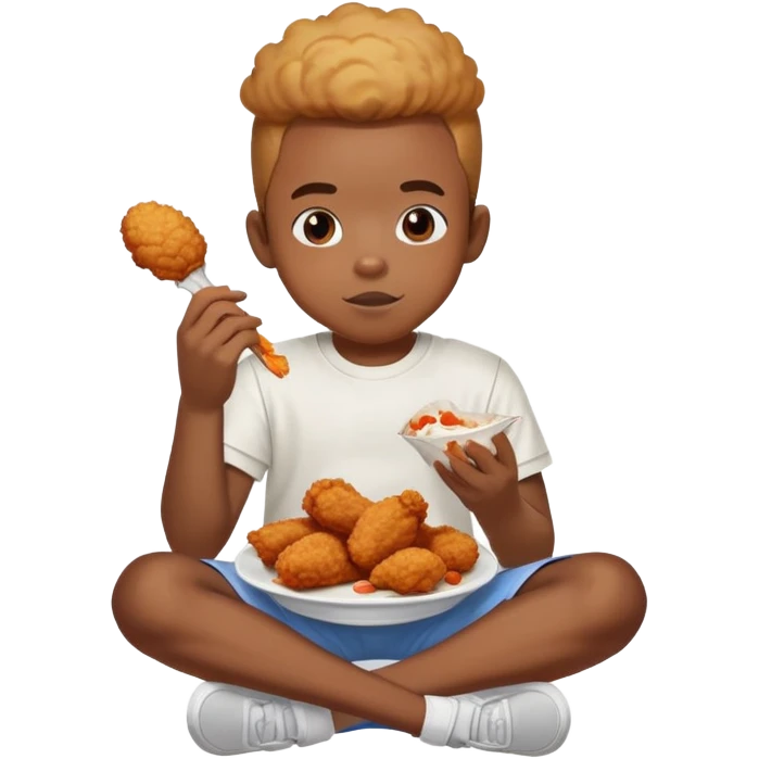 Black boy eating fried chicken while playing ps5 emoji